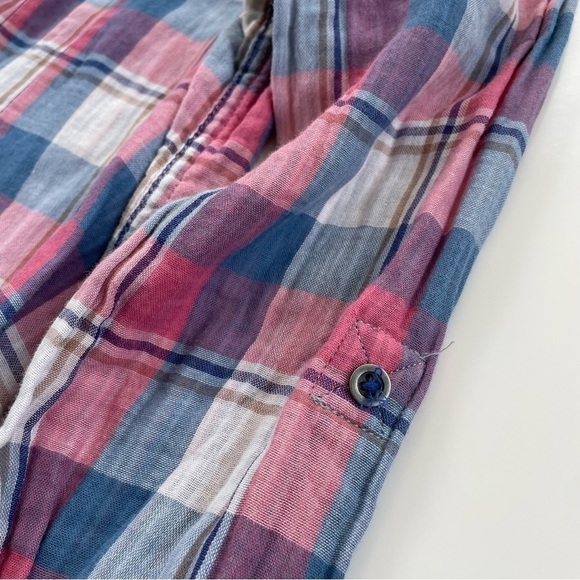 Anthropologie Holding Horses Pink Blue Plaid HalfPenny Tunic Popover Top Size 4 - Picture 7 of 9